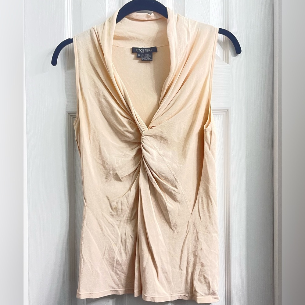 Etcetera Light Peach Twisted Front Sleeveless Top Size Medium